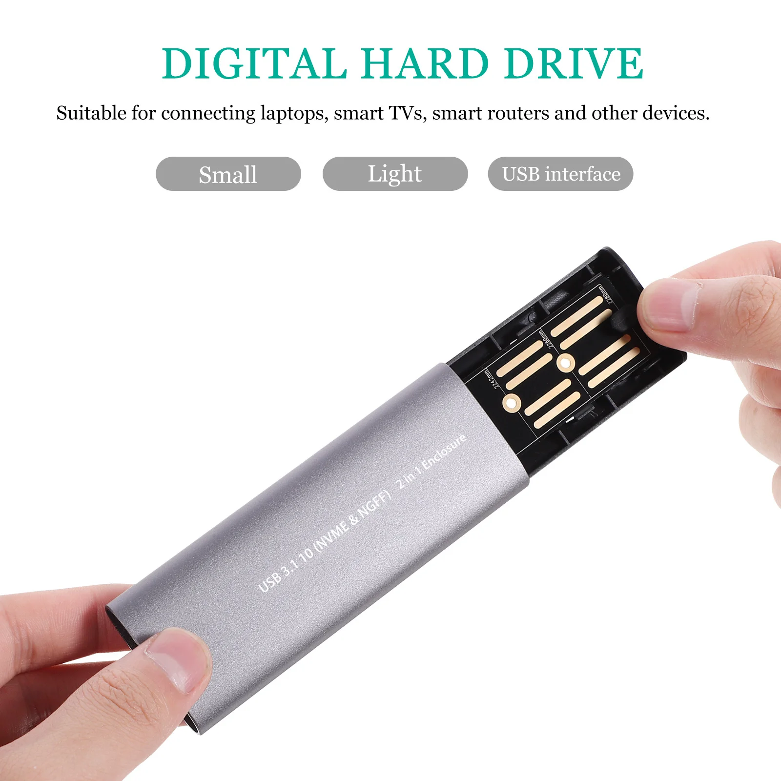

Portable External Hard Disk Dual Protocol Type-C 3.1 Small Mobile Solid State Drive High Speed Aluminum Alloy Body for Laptop