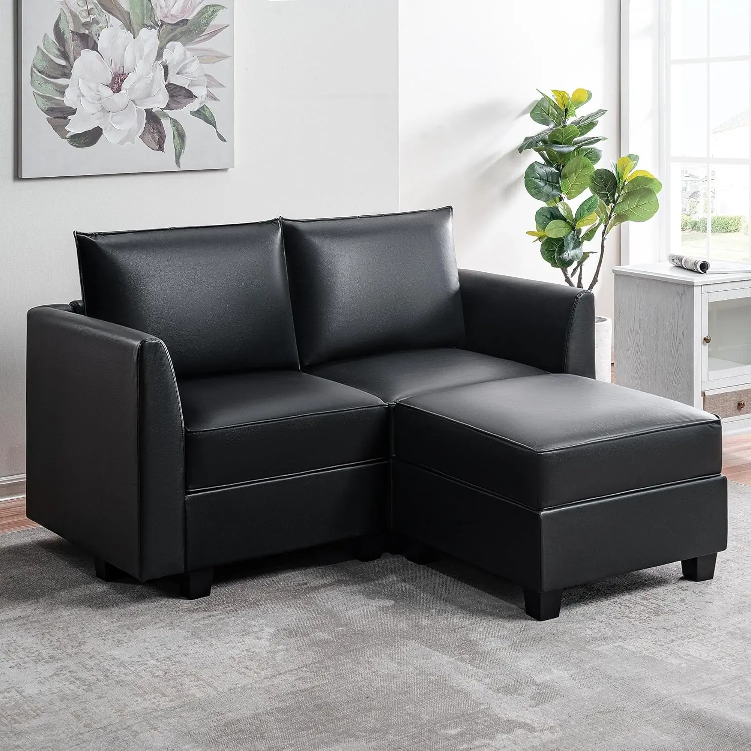 

Convertible Modular Sectional Sofa - Ultimate Sofa Experience - Air Leather Sofa Couch for Living Room, Loveseat with Ottoman