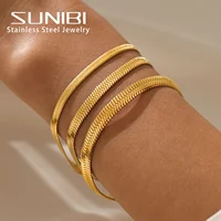 SUNIBI Women Trend Classic Snake Chain Bracelet Gold Color Width 2/3/4/5MM Stainless Steel Chain Bracelet For Women Jewelry Gift - Image 5