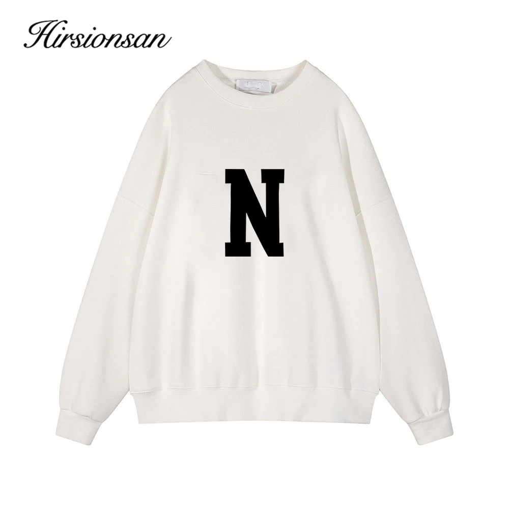 히르시온산 O넥 플리스 'N' 레터 인스 스웨트셔츠 여성용 2025 가을 신상품