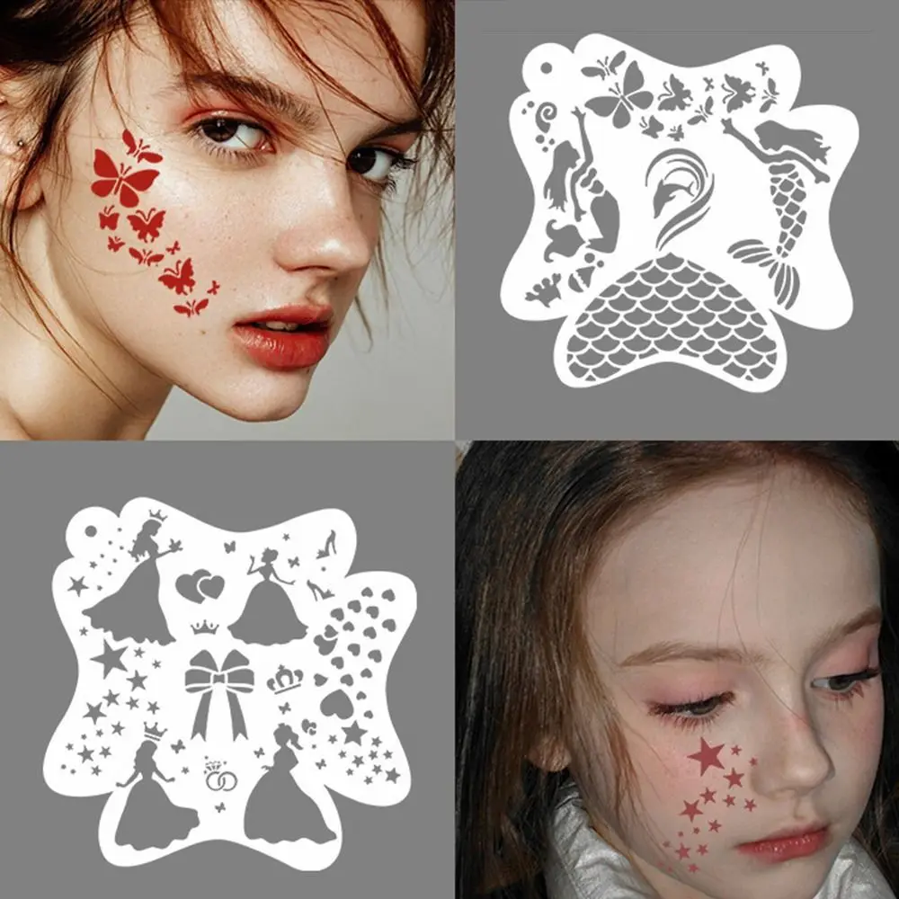 Reusable Face Paint Templates Hand Painting Decorative Body Art Paint Stencils Hollowed Easily Use DIY Makeup Tools Party