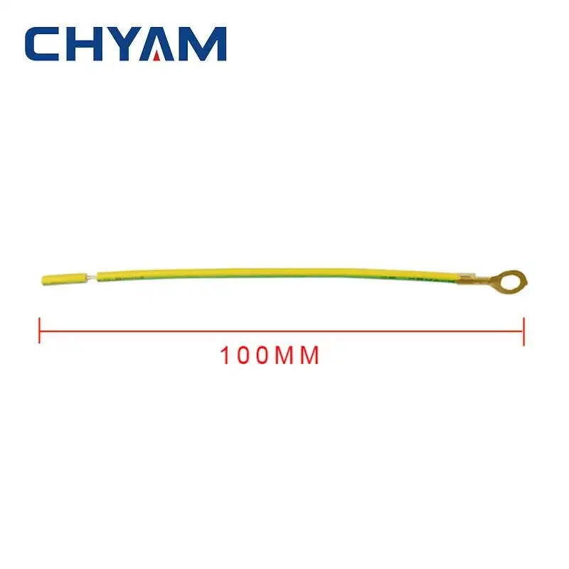100Pcs 4*100สีเหลืองสีเขียว Ground Circle แหวน Terminal สายไฟไฟฟ้า Earth สายไฟ0.5mm2สายไฟ m4 100มม.