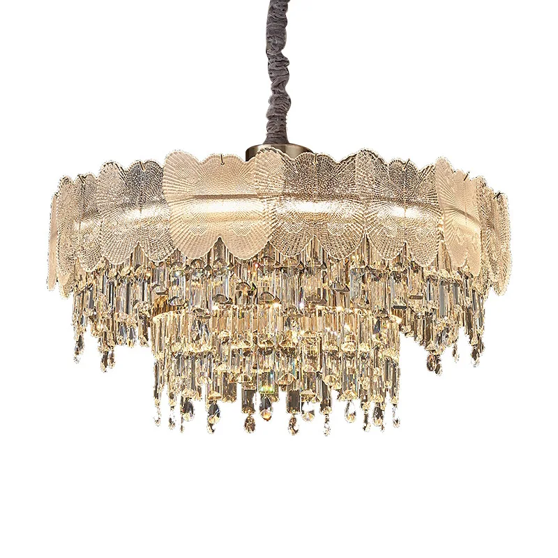 Light Luxury Living Room Chandelier Crystal Lamp Internet Celebrity Villa Dining Room Master Bedroom Warm Lamp Room Lamp Set