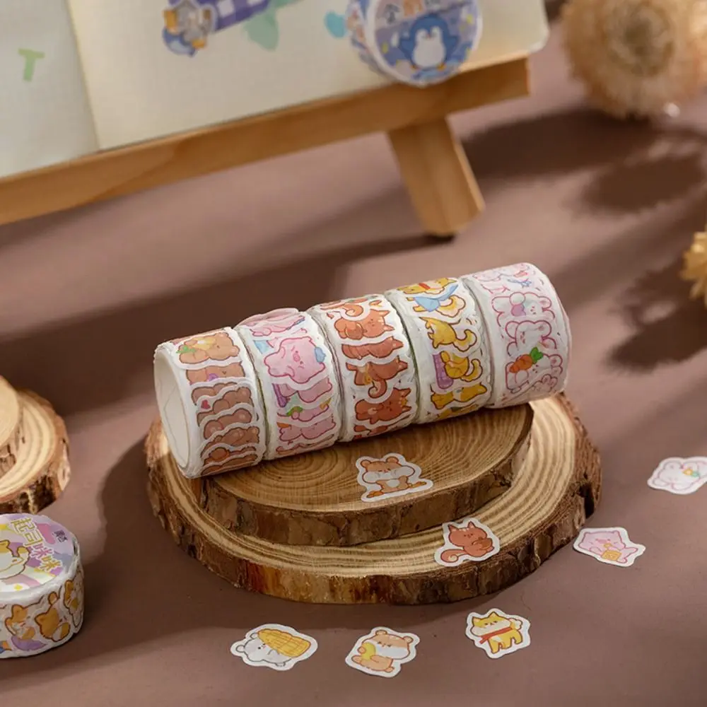 100pcs/roll Children's Cartoon Animal Stickers Student Stickers DIY Decorative Roll Stickers