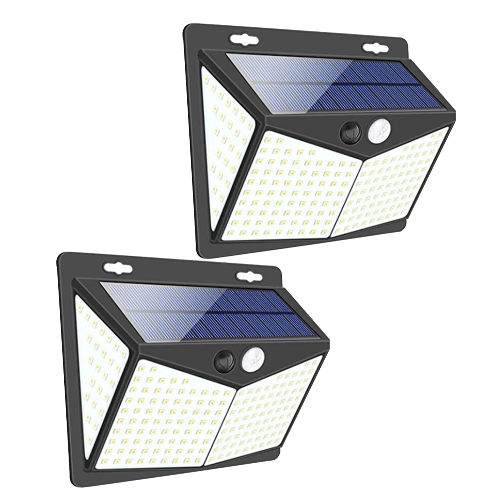 

2Pcs SolarWallLamp DurableSafeInstallation WaterproofOutdoorLight BlackColor SolarPowered GardenLighting Tool EnergySaving