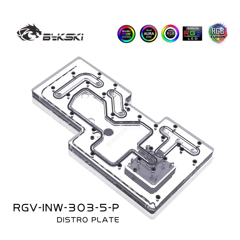 BYKSKI-Solución de canal de agua con placa acrílica, uso para chasis IN WIN 303/305 para CPU GPU Block/3PIN RGB/combo DDC