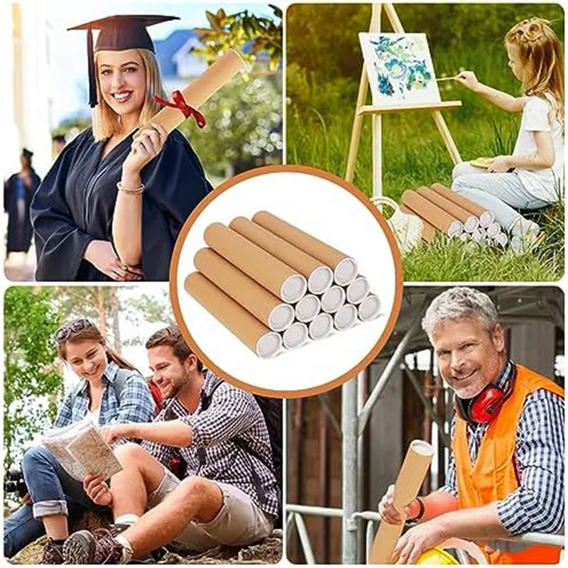 12 Pack 2X12 Inch Cardboard Mailers Tube Poster Tube With Caps For Packaging Posters For Mailing