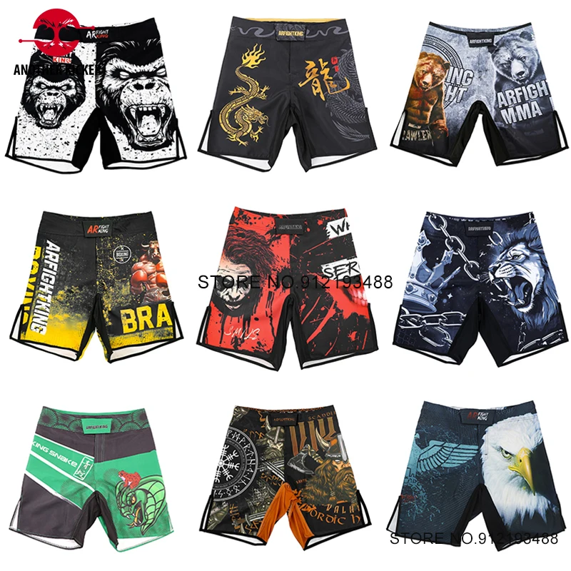 MMA Men Animal Fight Shorts Women Junior Muay Thai Bo Pants Gym Martial Arts Kickbo Cage Fighting Training Trun