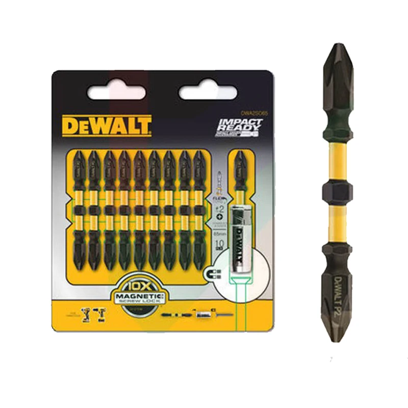 DeWalt DWA2SD65 10x 65mm Torque Double Headed Cross Magnetic Screwdriver Head Drill Bit With Sleeve 13mm Magnetizer