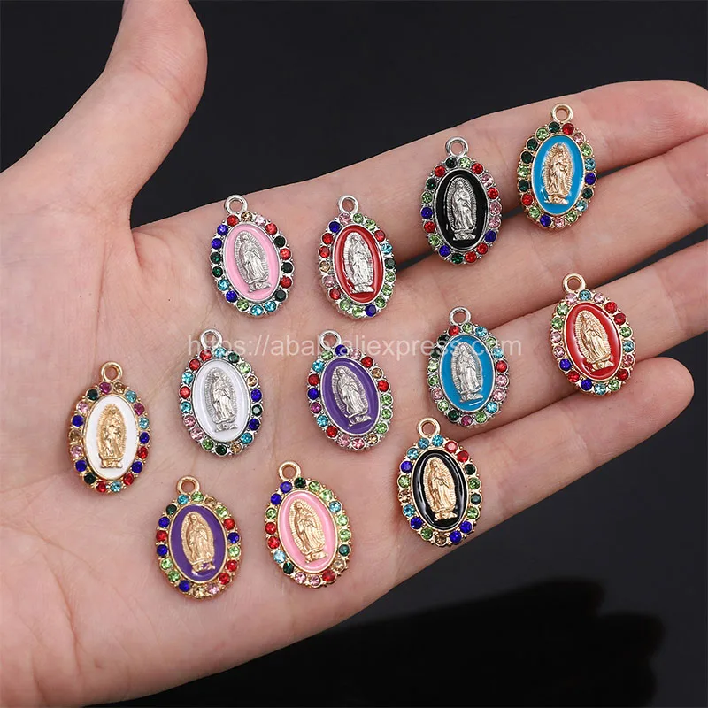 10 Pieces / Religious Gold Plated Guadalupe Making Supplies Gold Plated Virgin of Guadalupe Handmade Earrings Gold Accessories