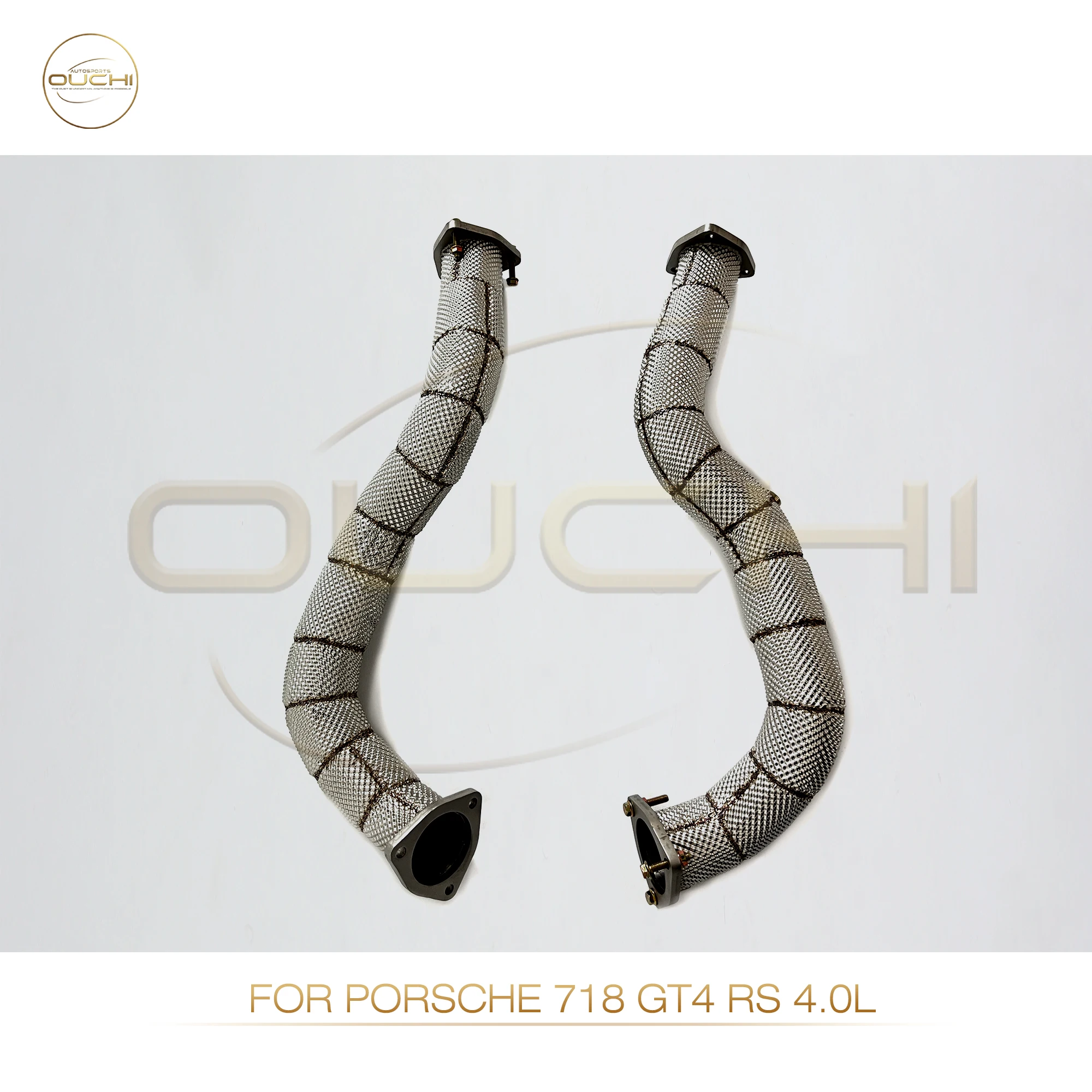 OUCHI Exhaust System High Flow Performance Downpipe for Porsche 718 GT4 RS 4.0L Non OPF With Heat Shield Racing Pipe