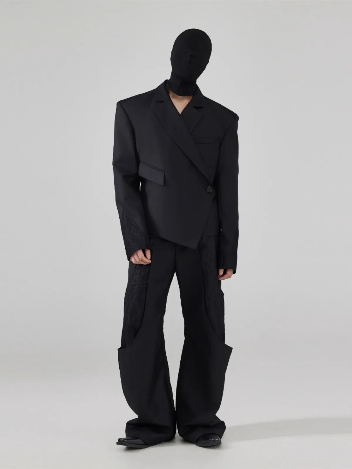 Mauroicardi outono curto preto cabido blazers assimétricos para homens ombreiras único botão elegante roupas de grife de luxo