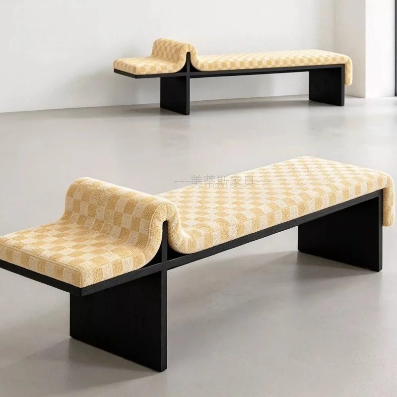 checkerboard bench soft bag shoe changing stool, bedroom end stool