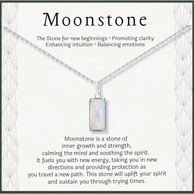 New Beginnings Rainbow Moonstone Silver Necklace for Women Mom daughter Best Friend Christmas Birthday Gifts with Card