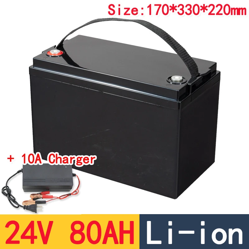 waterproof 24v 80ah lithium ion battery BMS 7S for 1500W motor golf cart House hold electric supplies + 10A charger