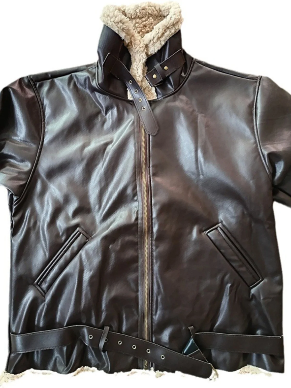 

Мужское пальто в стиле ретро в скандинавском стиле Jaet Thiened Bla на молнии, тяжелое кожаное пальто Du, воротник с лацканами, пояс, Bule Long Sve, верхняя одежда