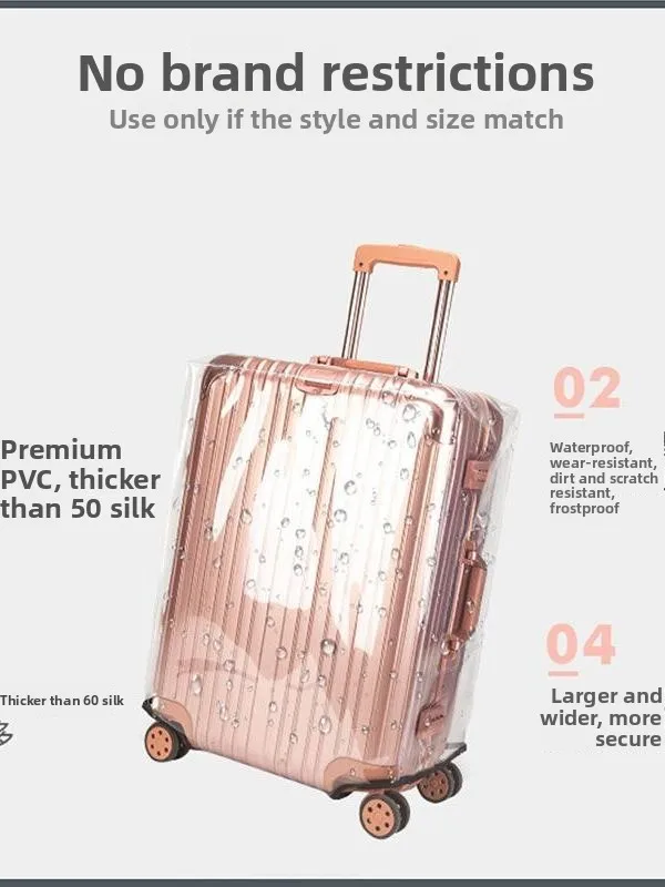 Thiened Transparent Waterproof Travel Lage Protection Cover Dustproof Suitcase Cover for Che-In Baggage with Puller