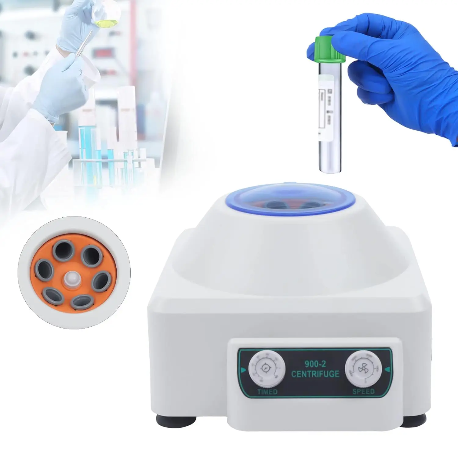 

NEWEST 110V Mini Centrifuge Machine,20ml*6 Lab Desktop Centrifuge Machine 4000rpm Lab Benchtop Centrifuges W/Timer&Speed Control
