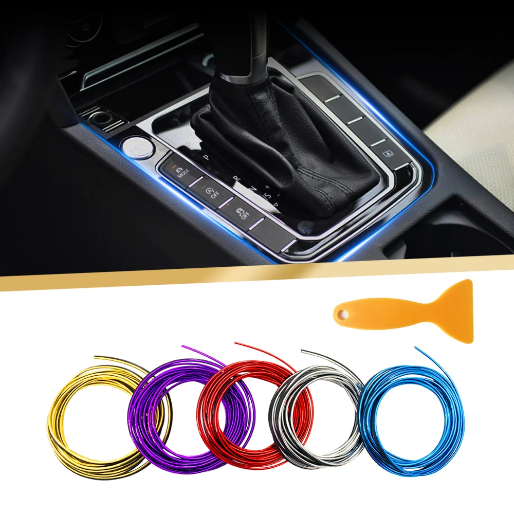 Car Interior Trim Strips Car Decorative Line Universal Car Moulding Decoration Universal Auto Accessories Strip With Scraper