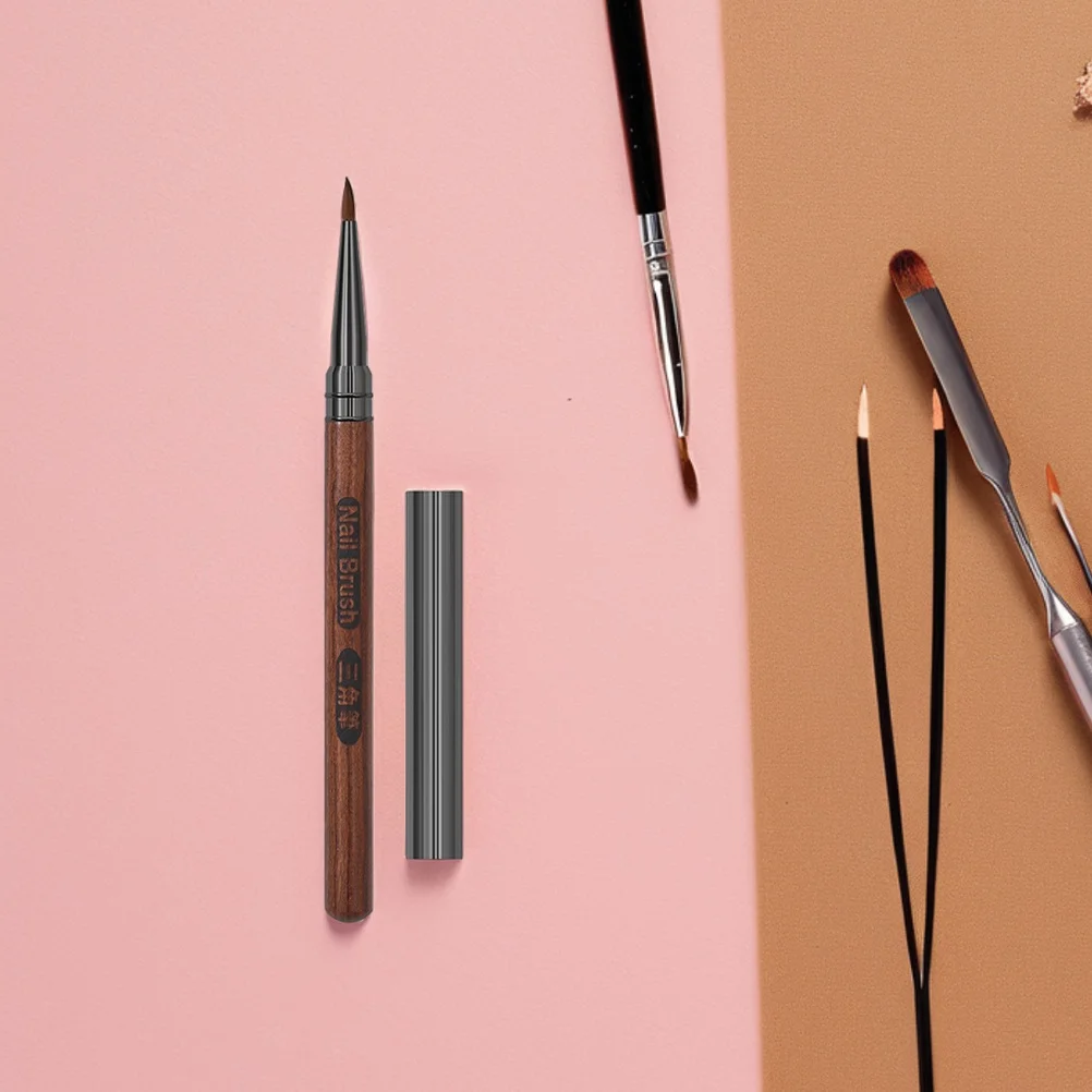 

Triangular Grip Nail Art Pen Sandalwood Handle and Cap Embossing Function Fine Liner Tool for Detailed Nail Design Manicure