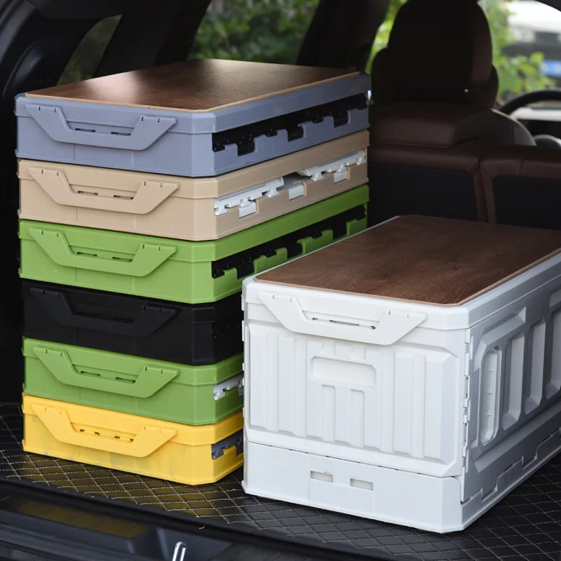 95L Outdoor Camping Car Folding Finishing Box Household Clothing Toys Thickened Storage Box Multi-functional Camping Storage Box