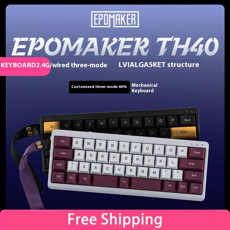 Epomaker Th40 Mechanical Keyboard Gasket Wireless Tri Mode Rgb Ergonomic Customized Keyboard Multi Knob E-Sports Pc Gamer Gifts