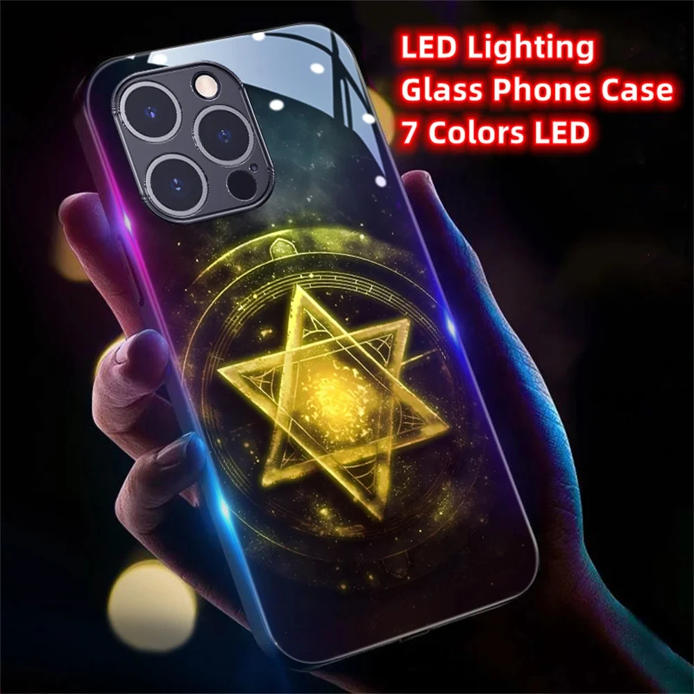 

Lucky Magic Formation Pattern LED Light Up Glowing Luminous Phone Case Cover For iPhone 16 15 14 13 12 11 Pro Max XR XS Plus