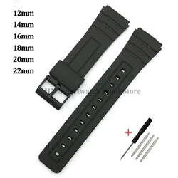 12mm 14mm 16mm 18mm 20mm 22mm Silicone Rubber Watch Strap for Casio W800H SGW400 F91W F84 F105/108 A158/168 AE1200/1300 Bracelet