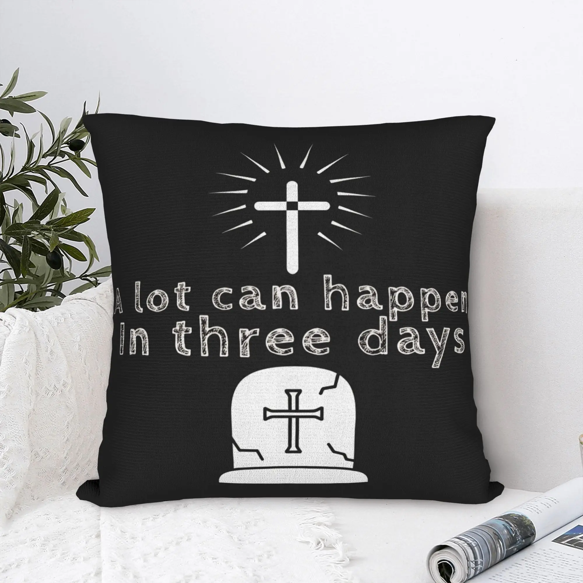 He is Risen Boho Easter Christian Cross Pillow Case  Comfy Pillow Cover Fashion Pillowcases For Sofa Home Decor