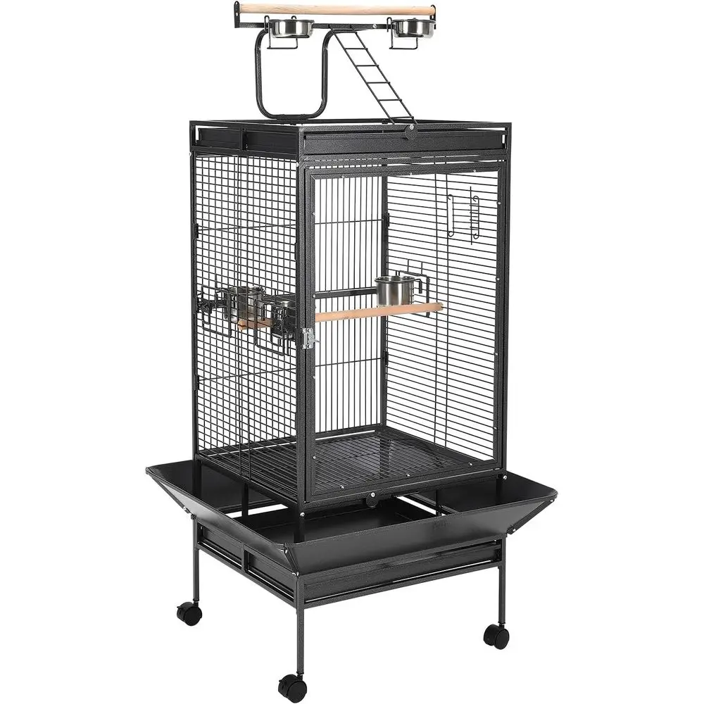 

Винтажная железная клетка для птиц с нержавеющими мисками, нетоксичная, легко моется, 65 см, для различных видов птиц