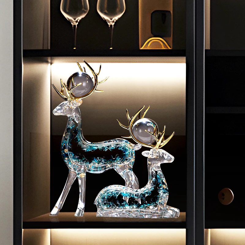 

Customized Deer Ornament for Home Decor, Living Room, Foyer, Wine Cabinet,TV Cabinet, Office Crystal Desktop Decoration, A Pair