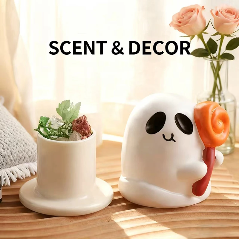 

Милый призрак, забавная ароматическая каменная банка для хранения, домашняя ароматерапия, эфирное масло, креативная атмосфера, украшение для рабочего стола, украшения