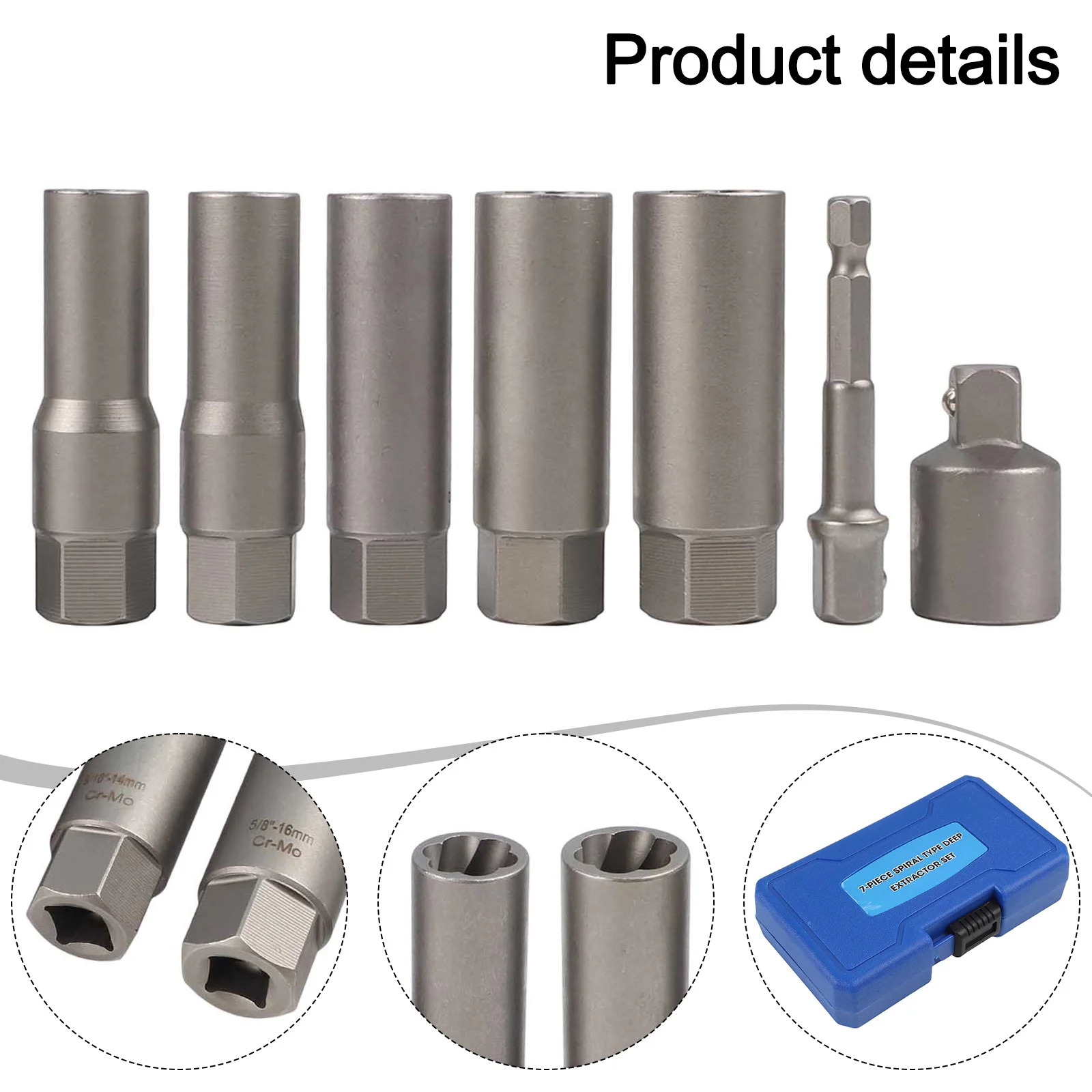 

7/11PCS Socket Wrench Deep Socket Set With Storage Box Locking Wheel Nut Bolt Stud Extractor Remover 3/8in Adapter
