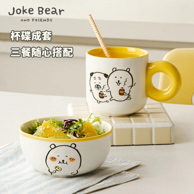 Anime Chiikawa Joke Bear Ceramic Tableware Bowl Plate Cup Thickened Smooth Exquisite Heat Resistant Easy Clean For Home Kitchen