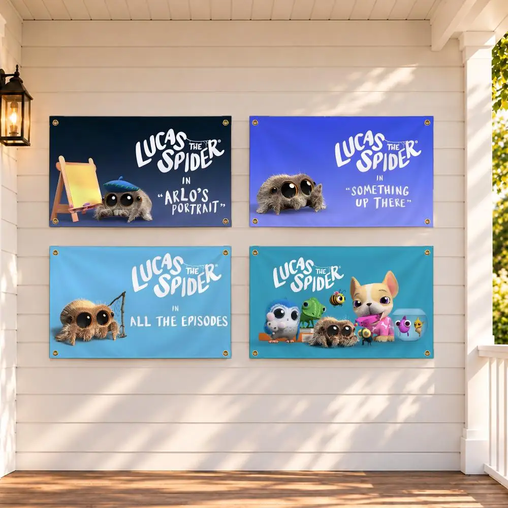 Cartoon Lucas the Spider Flags Minimalist Fabric Banner Flags Garden Shop Bedroom Festival Birthday Wall Decor