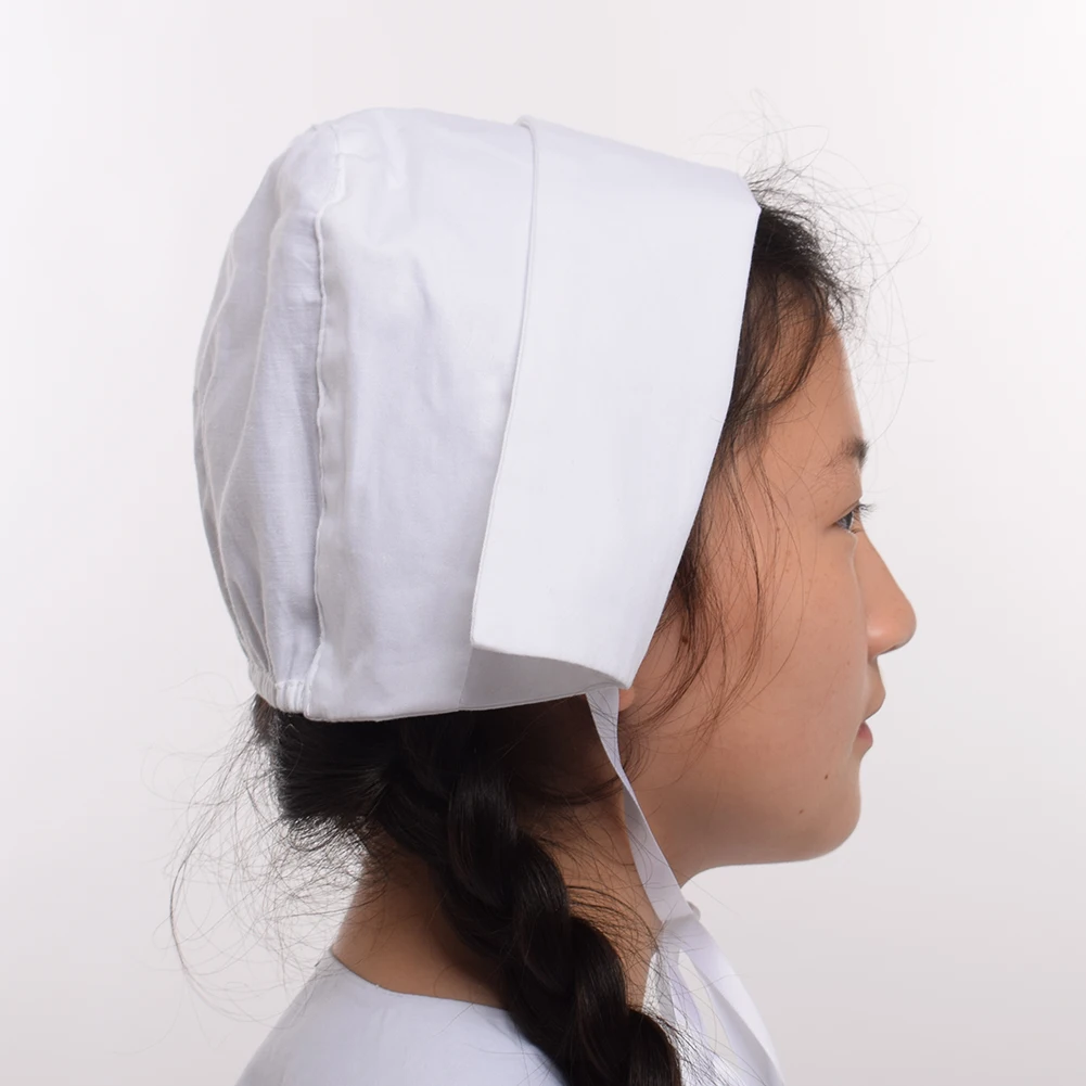 Girl's Pioneer Colonial Apron Pilgrim Costume Apron Bonnet