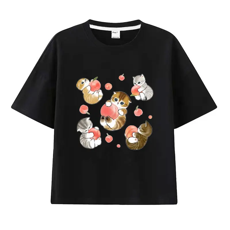 

Новая летняя футболка с короткими рукавами и принтом кота, милый и модный наряд с детской одеждой с рисунком акулы и кота для мальчиков и девочек