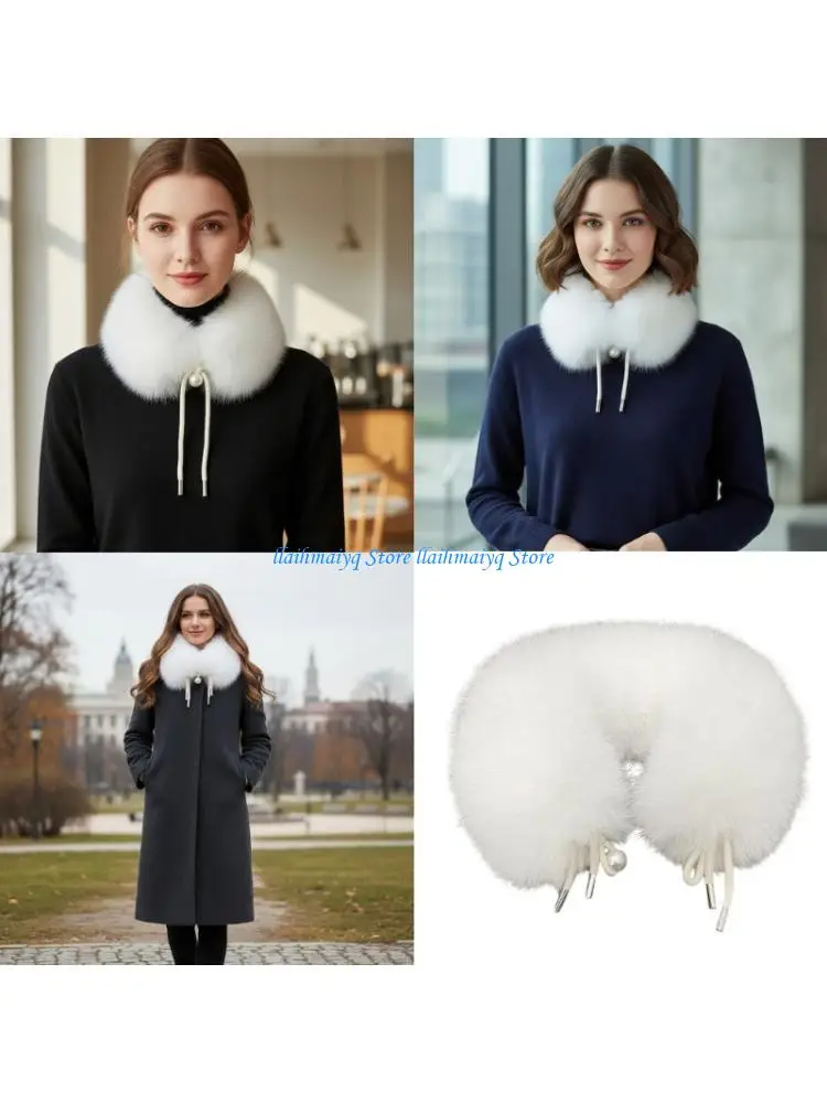 573B Collar Plush Collar Furry Scarf Warm Winter Accessory Soft Polyester For Daily Use Neck Wrap