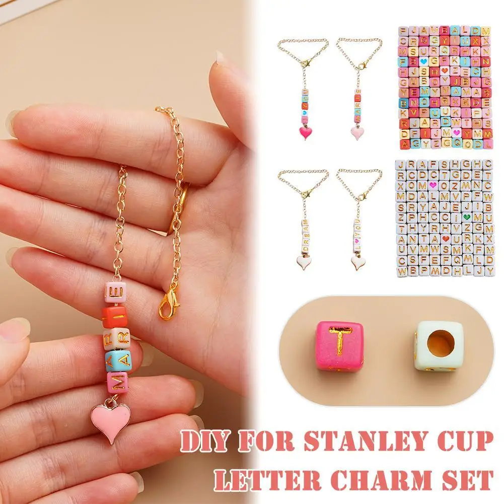 

DIY For Stanley Cup Letter Charm Set Letter Charm DIY Name Signs Identification Cup Hanging Chain Drinking Bottle Accessories