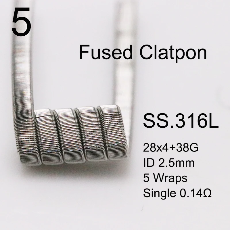 50 Stuks Rvs SS316L Gesmolten Clapton Prebuilt Rta Coil