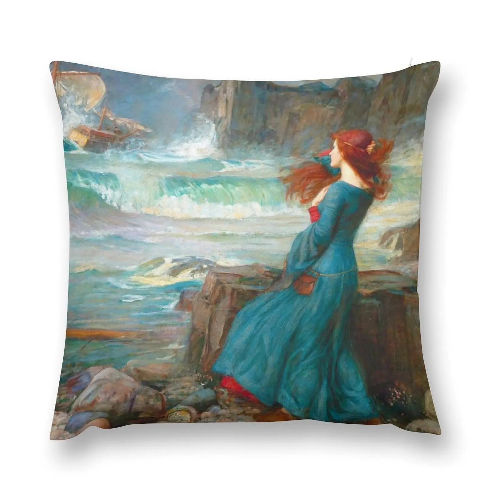 John William Waterhouse Miranda (The Tempest) Throw Pillow Sofa Cushion Sofa Decorative Covers covers for pillows pillow