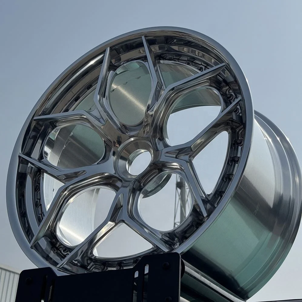 Custom 20 22 Inch 6061-T6 Alloy Car Wheels Forged 2-Piece Style Center Lock Polished Wheel Set For Porsche Passenger Cars