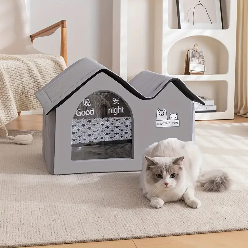 Removable Soft Cozy Weatherproof Cat House with door Safe Outdoor Shelter for Feral Cats Under 11.02LB
