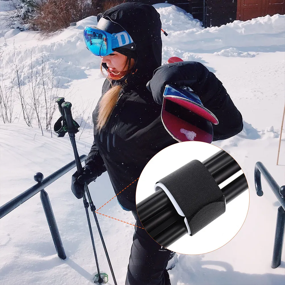 

6Pcs Skiing Board Bindings Snowboard Fixing Straps Outdoor Skis Accessories Black Strong Abrasion Resistant Straps