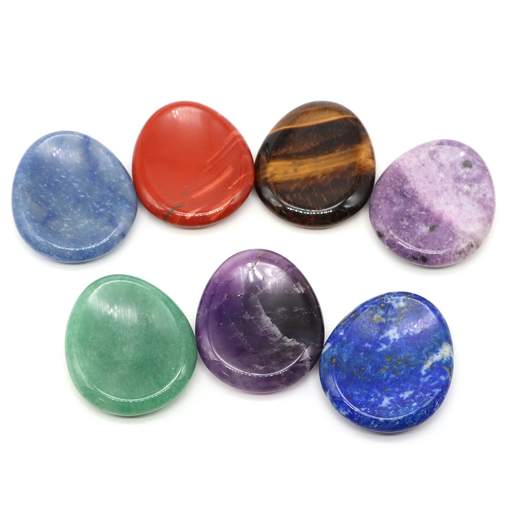 40x48mm Thumb Worry Stones Natural Gemstone Oval Massage Quartz Healing Crystal Chakra Energy Therapy Meditation Spiritual Decor