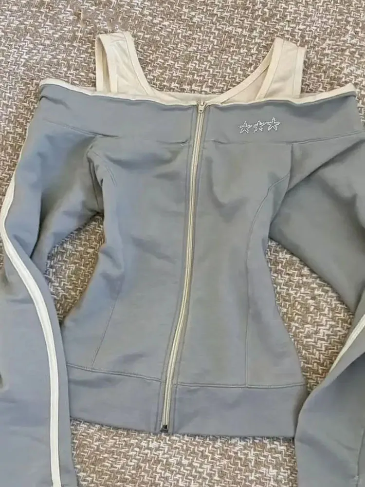 

Женская толстовка-худи «двойка» в стиле Харадзюку Y2K, приталенная, с молнией на талии, укороченная, новинка 2026 года, повседневная, универсальная