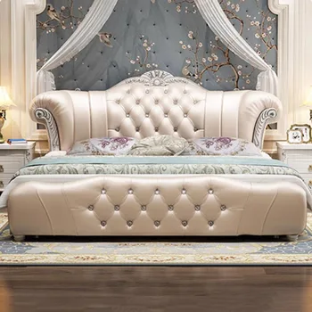 로얄 유럽 침대 프레임, 화이트 하이 엔드 마스터 더블 침대 프레임, 킹 사이즈 로얄 럭셔리 퀸 베이스 데카마 결혼 가구 