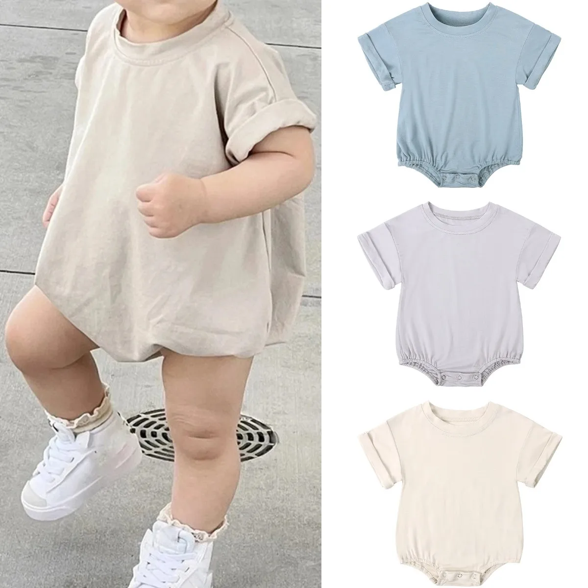 2025 Summer Newborn Baby Clothing Bamboo fiber casual Rompers 3-24M Infnat Boys Girls Jumpsuit Bebe Body Clothes Short Sleeve