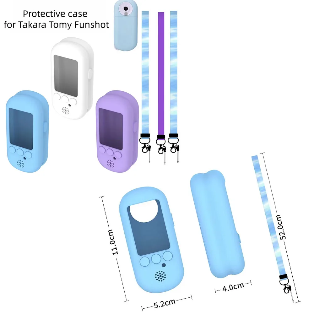 

for Takara Tomy Funshot Protective Case with Lanyard Dust-proof Shock-resistant Camera Protective Accessory Blue Purple White