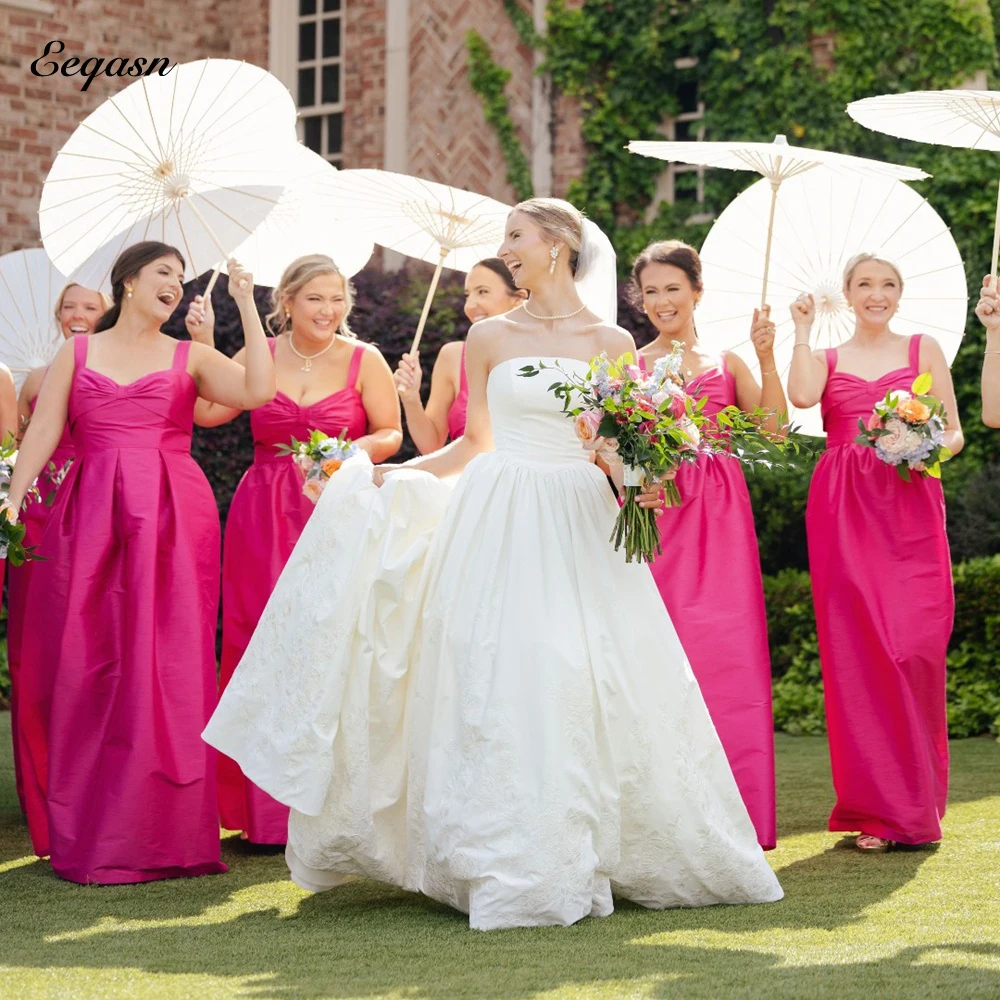 

Elegant Long Bridesmaid Dresses Straps Strapless A Line Women Formal Dress Evening Gown Wedding Party Maid of Honor Customized
